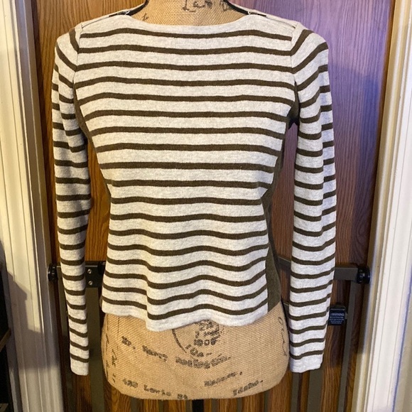 Madewell Striped Boat Neck Sweater XS | Shoulder Zip | Boxy Cotton Wool Knit - Picture 2 of 12